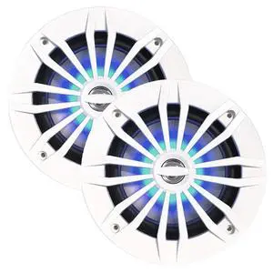 EnrockMarine 6.5-Inch 2-Way, 180-Watt Marine Loudspeaker Featuring Blue LED Light Flashing with Music (Pair, White) EnrockMarine 6.5-Inch 2-Way, 180-Watt Marine Loudspeaker Featuring Blue LED Light Flashing with Music (Pair, White)
