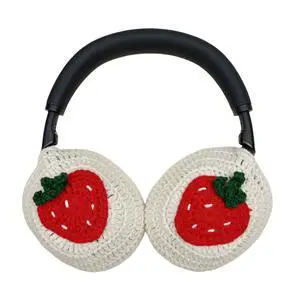 Handmade Crochet Cute White Strawberry Headphone Cover Compatible with Sony xm6, Protective Case for Music Lovers Handmade Crochet Cute White Strawberry Headphone Cover Compatible with Sony xm6, Protective Case for Music Lovers