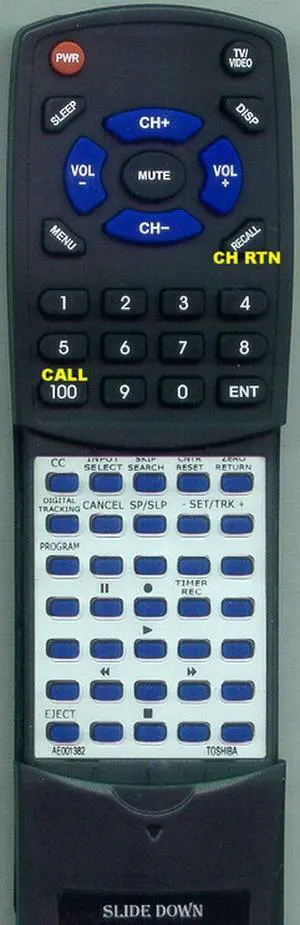 Replacement Remote Control for Toshiba MV13N2W, VCN2S, VCN2W, AE001382 Replacement Remote Control for Toshiba MV13N2W, VCN2S, VCN2W, AE001382