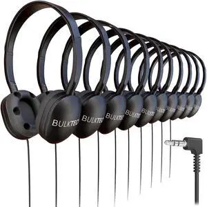 40 Pack Bulk Wired On-Ear Rubber Headphones with 3.5mm Connector, Black 40 Pack Bulk Wired On-Ear Rubber Headphones with 3.5mm Connector, Black