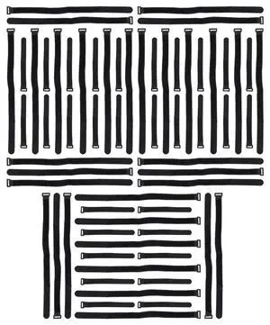 Self Adhesive Hook and Loop Cable Straps, Bundle of 20in by 1in and 8in by 3/4in, Reusable Ties for Wires, Cords, Cables, Black, by ((30) 20in + (30) 8in) Self Adhesive Hook and Loop Cable Straps, Bundle of 20in by 1in and 8in by 3/4in, Reusable Ties for Wires, Cords, Cables, Black, by ((30) 20in + (30) 8in)