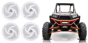 RSM65W 6.5" Waterproof Shallow Slim Marine Speaker 4-Pack | 320W Peak/80W RMS, White, 0.925" Mounting Depth, 4 Ohm, UV-Treated, Saltwater Resistant, ATV/UTV/Golf Cart Use RSM65W 6.5" Waterproof Shallow Slim Marine Speaker 4-Pack | 320W Peak/80W RMS, White, 0.925" Mounting Depth, 4 Ohm, UV-Treated, Saltwater Resistant, ATV/UTV/Golf Cart Use
