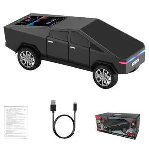 Future-Style Truck Replica Bluetooth Speaker with LED Display Screen, TWS Stereo, FM, USB/TF Playback, LED Headlights, Mic Gift for Car Enthusiasts Model Fans & Gadget Collectors (Black) Future-Style Truck Replica Bluetooth Speaker with LED Display Screen, TWS Stereo, FM, USB/TF Playback, LED Headlights, Mic Gift for Car Enthusiasts Model Fans & Gadget Collectors (Black)