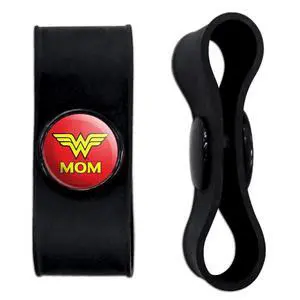 Wonder Woman Wonder Mom Logo Headphone, Wire Organizer Set of 2, Black Wonder Woman Wonder Mom Logo Headphone, Wire Organizer Set of 2, Black