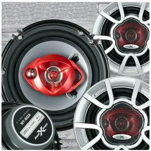 4X Soundxtreme ST-603 6-Inch 3-Way 350 Watts Maximum Power Coaxial Car Audio Speakers with PEI Dome Tweeter 4 Ohms Impedance, 89 dB Sensitivity, Frequency 65 Hz - 20kHz 4X Soundxtreme ST-603 6-Inch 3-Way 350 Watts Maximum Power Coaxial Car Audio Speakers with PEI Dome Tweeter 4 Ohms Impedance, 89 dB Sensitivity, Frequency 65 Hz - 20kHz