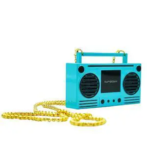 MicroBoom Wearable Necklace Bluetooth Speaker Boombox, Bumpin Blue | Bluetooth Portable Speaker. Includes 24" Chain & Rechargeable LI-ION Battery. Add Music to The Latest Fashion Trend MicroBoom Wearable Necklace Bluetooth Speaker Boombox, Bumpin Blue | Bluetooth Portable Speaker. Includes 24" Chain & Rechargeable LI-ION Battery. Add Music to The Latest Fashion Trend