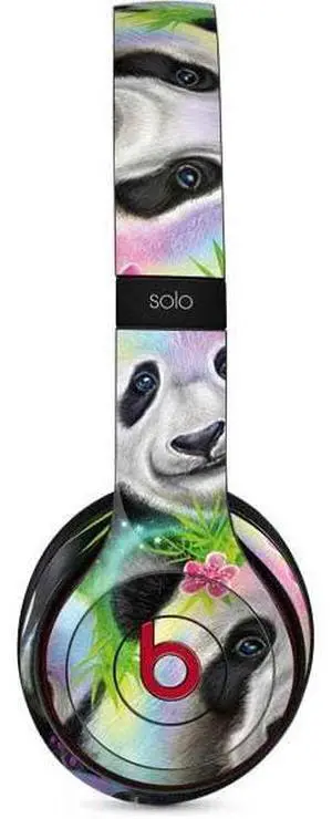Decal Audio Skin Compatible with Beats Solo 3 Wireless - Officially Licensed Rainbow Pandas with Butterflies by Sheena Pike Design Decal Audio Skin Compatible with Beats Solo 3 Wireless - Officially Licensed Rainbow Pandas with Butterflies by Sheena Pike Design