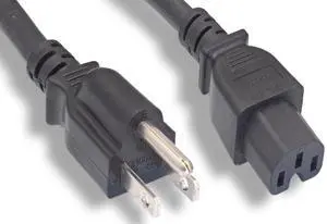 Heavy Duty Power Cord 14AWG 15A 125V, NEMA5-15P / C15 SJT Black, 10FT Heavy Duty Power Cord 14AWG 15A 125V, NEMA5-15P / C15 SJT Black, 10FT
