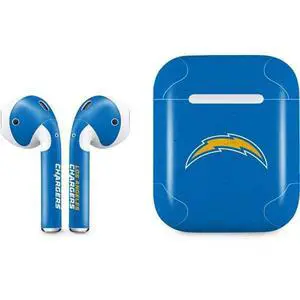Decal Audio Skin Compatible with Apple AirPods - Officially Licensed NFL Los Angeles Chargers - Alternate Distressed Design Decal Audio Skin Compatible with Apple AirPods - Officially Licensed NFL Los Angeles Chargers - Alternate Distressed Design