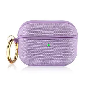 Case Compatible with Apple AirPods Pro Case Fabric & PC Cover Full Protective Pro Charging Case Skin Cover with Keychain, Purple Case Compatible with Apple AirPods Pro Case Fabric & PC Cover Full Protective Pro Charging Case Skin Cover with Keychain, Purple