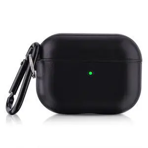 Case Compatible with Apple AirPods Pro Case Genuine Leather & PC Cover Full Protective Pro Charging Case Skin Cover with Keychain, Black Case Compatible with Apple AirPods Pro Case Genuine Leather & PC Cover Full Protective Pro Charging Case Skin Cover with Keychain, Black