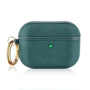 Case Compatible with Apple AirPods Pro Case Fabric & PC Cover Full Protective Pro Charging Case Skin Cover with Keychain, Green Case Compatible with Apple AirPods Pro Case Fabric & PC Cover Full Protective Pro Charging Case Skin Cover with Keychain, Green