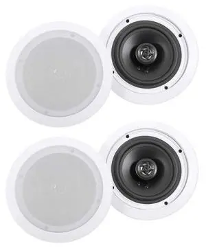HC655 White 6.5" Ceiling Home Audio Speakers for Party, 4-Pack | 500W Peak / 160W RMS, 2-Way, 8-Ohm, Aimable Tweeters, Paintable Flush Grilles, Spring Terminals, 7.6" Cutout HC655 White 6.5" Ceiling Home Audio Speakers for Party, 4-Pack | 500W Peak / 160W RMS, 2-Way, 8-Ohm, Aimable Tweeters, Paintable Flush Grilles, Spring Terminals, 7.6" Cutout