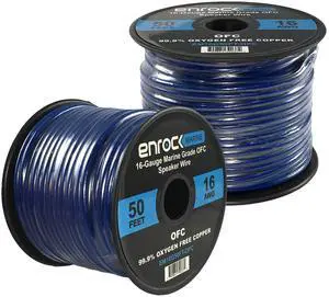 2 Roll of 50ft EnrockMarine 16 Gauge Tin Plated OFC Speaker Wire Cable Corrosion Resistant Jacket 2 Roll of 50ft EnrockMarine 16 Gauge Tin Plated OFC Speaker Wire Cable Corrosion Resistant Jacket