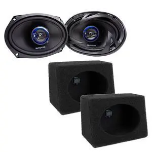 1 Pair Street Machine Coaxial Speakers, 6 x 9 Inch 400 Watt Peak Power Car Audio Speakers Bundled with QPower 1 Pair Wedge Speaker Box Enclosures 1 Pair Street Machine Coaxial Speakers, 6 x 9 Inch 400 Watt Peak Power Car Audio Speakers Bundled with QPower 1 Pair Wedge Speaker Box Enclosures
