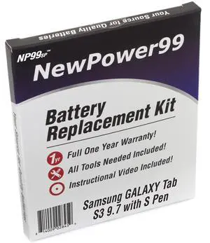 Battery Kit for Samsung Galaxy Tab S3 9.7 with S Pen with Video, Tools, and Extended Life Battery from NewPower99 Battery Kit for Samsung Galaxy Tab S3 9.7 with S Pen with Video, Tools, and Extended Life Battery from NewPower99