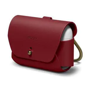 Leather Case for AirPods Pro 2 & 1 | Genuine Leather case with Keychain, Luxurious Colors, Brass Ring Holder, Great Protection (Red) Leather Case for AirPods Pro 2 & 1 | Genuine Leather case with Keychain, Luxurious Colors, Brass Ring Holder, Great Protection (Red)