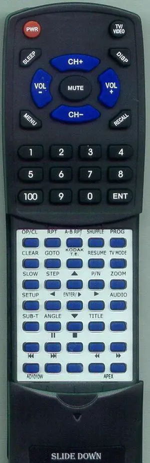 Replacement Remote Control for APEX AD1010W, RM1010W, AD1110W, AD1130W Replacement Remote Control for APEX AD1010W, RM1010W, AD1110W, AD1130W