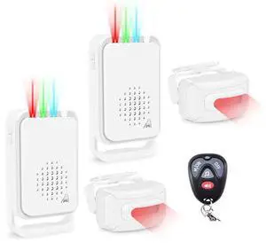 2PK Motion Sensor Alarm Indoor Outdoor, Motion Detectors, Wireless Driveway Alarm, Home Security Alarm System- LED Indicates Infrared PIR Motion Sensed Protect Property -with Remote Control 2PK Motion Sensor Alarm Indoor Outdoor, Motion Detectors, Wireless Driveway Alarm, Home Security Alarm System- LED Indicates Infrared PIR Motion Sensed Protect Property -with Remote Control
