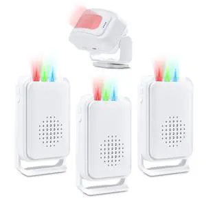 Wireless Welcome Doorbell, Wireless Alarm, Motion Sensor Alarm, Multiple Sounds Available, 280 Meters Transmission, 40mm Loud Speaker3 receivers1 Sensor Wireless Welcome Doorbell, Wireless Alarm, Motion Sensor Alarm, Multiple Sounds Available, 280 Meters Transmission, 40mm Loud Speaker3 receivers1 Sensor