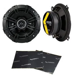 Kicker 43DSC504 5.25" DS Series 35W RMS 4 Ohm Coaxial Car Audio Speakers DSC5 Bundle Sound Dampening Speaker Kit Kicker 43DSC504 5.25" DS Series 35W RMS 4 Ohm Coaxial Car Audio Speakers DSC5 Bundle Sound Dampening Speaker Kit