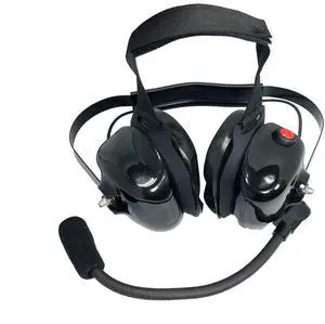 [Black Dual-Muff Noise Reduction Headset PTT 5-Pin Mini XLR [Black Dual-Muff Noise Reduction Headset PTT 5-Pin Mini XLR