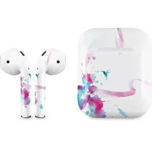 Decal Audio Skin Compatible with Apple AirPods - Violet Harmony (Hummingbird) Design Decal Audio Skin Compatible with Apple AirPods - Violet Harmony (Hummingbird) Design