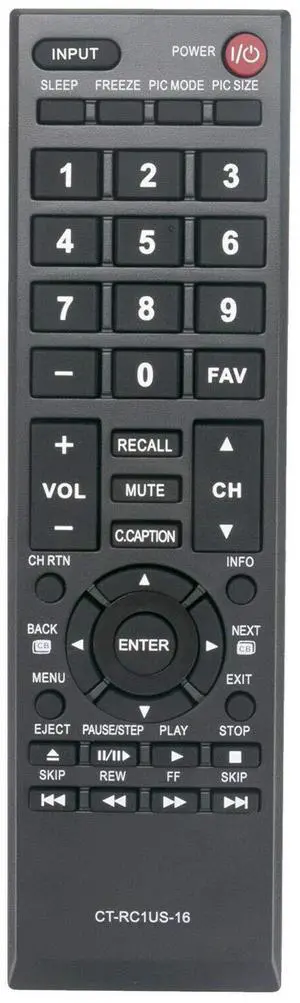 New CT-RC1US-16 Remote Control Compatible for Toshiba TV 43L420U 49L310U 49L420U 50L420U New CT-RC1US-16 Remote Control Compatible for Toshiba TV 43L420U 49L310U 49L420U 50L420U
