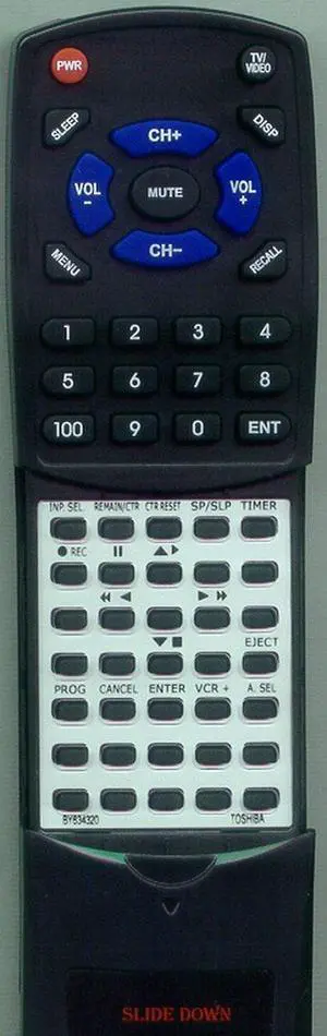 Replacement Remote Control for Toshiba BY634320, VC602, W602, BY730474, W604, VC607 Replacement Remote Control for Toshiba BY634320, VC602, W602, BY730474, W604, VC607