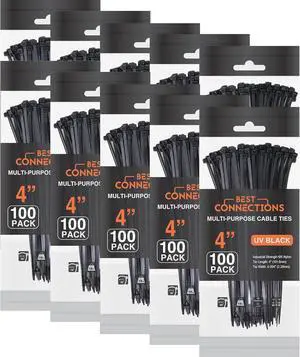 Black Zip Ties 4 Inch 1500 Pack - Self-Locking Nylon Cable Ties 18 Lbs - Multi-Purpose Wire Ties for Cable Management - Indoor & Outdoor Black Zip Ties 4 Inch 1500 Pack - Self-Locking Nylon Cable Ties 18 Lbs - Multi-Purpose Wire Ties for Cable Management - Indoor & Outdoor