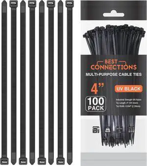 Black Zip Ties 4 Inch 5000 Pack - Self-Locking Nylon Cable Ties 18 Lbs - Multi-Purpose Wire Ties for Cable Management - Indoor & Outdoor Black Zip Ties 4 Inch 5000 Pack - Self-Locking Nylon Cable Ties 18 Lbs - Multi-Purpose Wire Ties for Cable Management - Indoor & Outdoor