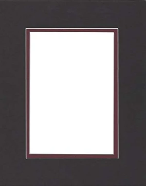 16x20 Double Acid Free White Core Picture Mats Cut for 11x14 Pictures in Black and Maroon 16x20 Double Acid Free White Core Picture Mats Cut for 11x14 Pictures in Black and Maroon