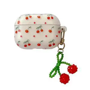 Case for AirPods Pro 2nd Generation 2022, Fashion Lovely Shiny Slim Fit Cherry Decoration Case Cover Accessories for AirPods Pro 2nd Generation 2022 with Pendant Case for AirPods Pro 2nd Generation 2022, Fashion Lovely Shiny Slim Fit Cherry Decoration Case Cover Accessories for AirPods Pro 2nd Generation 2022 with Pendant
