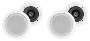 HC55 White 5.25" in-Ceiling Home Theater Speakers, 8 Ohm, 4-Pack | 300W Peak / 120W RMS, Swivel Tweeter, Paintable Flush Mount Grills, 88dB, 80Hz-20KHz, 6.5" Cut-Out, 2-Way, Multi-Room HC55 White 5.25" in-Ceiling Home Theater Speakers, 8 Ohm, 4-Pack | 300W Peak / 120W RMS, Swivel Tweeter, Paintable Flush Mount Grills, 88dB, 80Hz-20KHz, 6.5" Cut-Out, 2-Way, Multi-Room