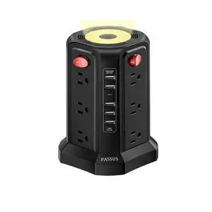 Tower Power Strip Surge Protector with 5 USB Ports, Upgrade Version 10.2FT Extension Cord with AC Multiple Outlets and Night Light Overload Protection for Home Office Dorm Room Essentials(Black) Tower Power Strip Surge Protector with 5 USB Ports, Upgrade Version 10.2FT Extension Cord with AC Multiple Outlets and Night Light Overload Protection for Home Office Dorm Room Essentials(Black)