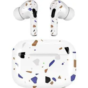 Decal Audio Skin Compatible with Apple AirPods Pro - White Terrazzo Design Decal Audio Skin Compatible with Apple AirPods Pro - White Terrazzo Design