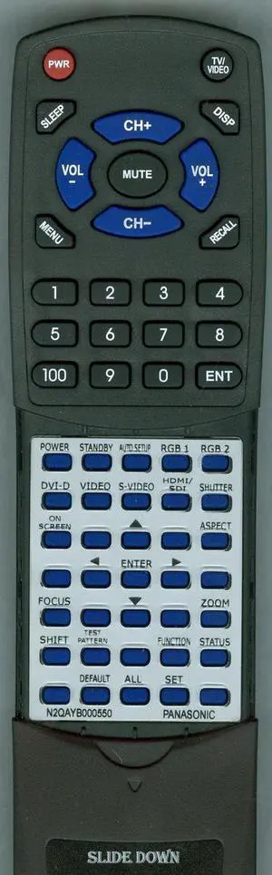 Replacement Remote Control for PANASONIC N2QAYB000550, PTDW8300U, PT8700U, PTDZ8700U Replacement Remote Control for PANASONIC N2QAYB000550, PTDW8300U, PT8700U, PTDZ8700U