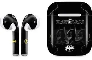 Decal Audio Skin Compatible with Apple AirPods 2 - Officially Licensed DC Comics The Flash Movie: I am Batman Past to Future Design Decal Audio Skin Compatible with Apple AirPods 2 - Officially Licensed DC Comics The Flash Movie: I am Batman Past to Future Design
