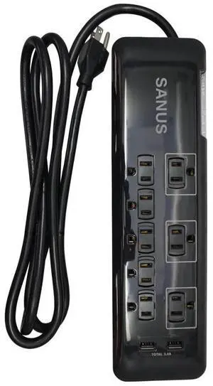 Surge Protected Power Strip - 8 Outlets & 2 USB Ports Surge Protected Power Strip - 8 Outlets & 2 USB Ports