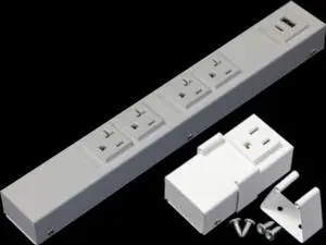 12 Hardwired Power Strip (NO Power Cord), 4 20A (NEMA 5-20R) Vertical Outlets (NOT Tamper Resistant), NO Ears (Without mounting tabs on Both Ends), USB A+C, White 12 Hardwired Power Strip (NO Power Cord), 4 20A (NEMA 5-20R) Vertical Outlets (NOT Tamper Resistant), NO Ears (Without mounting tabs on Both Ends), USB A+C, White