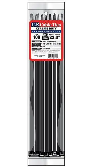 XD22B100 22-Inch Xtreme Duty Cable Ties, UV Black, 100-Pack XD22B100 22-Inch Xtreme Duty Cable Ties, UV Black, 100-Pack