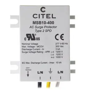 MSB10-400 MSB Series AC Surge Protector, 277V, MCOV 300VAC, 3kA MSB10-400 MSB Series AC Surge Protector, 277V, MCOV 300VAC, 3kA