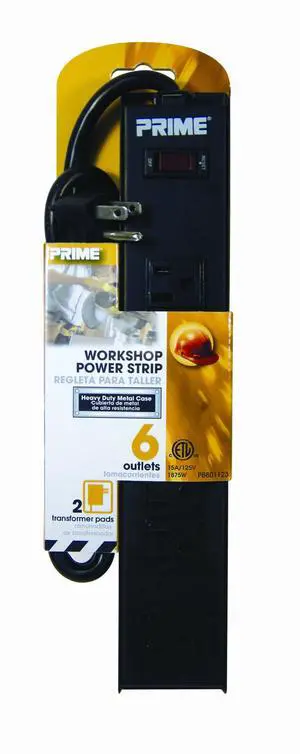 Prime Wire PB801123 6-Outlet Metal Power Strip with 14-3 SJT 3-Feet Cord Prime Wire PB801123 6-Outlet Metal Power Strip with 14-3 SJT 3-Feet Cord