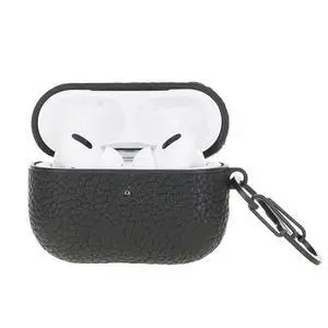 Genuine Leather Handmade Apple AirPods Pro - Hard Case with Keychain Clip - Support Wireless Chargers - Compatible with AirPods Pro (Black) Genuine Leather Handmade Apple AirPods Pro - Hard Case with Keychain Clip - Support Wireless Chargers - Compatible with AirPods Pro (Black)