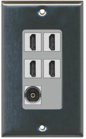 4 x HDMI and 1 x Toslink Digital Audio Port Wall Plate - Stainless Steel/Gray 4 x HDMI and 1 x Toslink Digital Audio Port Wall Plate - Stainless Steel/Gray