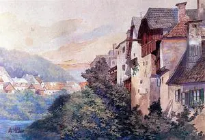 Adolf Hitler: Village on the Steep Slope: 1909-1910: Archival Art Print Adolf Hitler: Village on the Steep Slope: 1909-1910: Archival Art Print