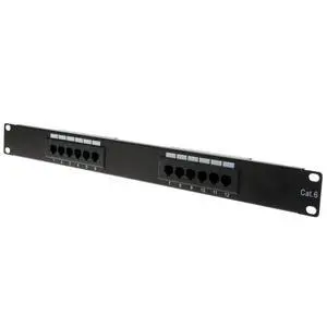 12 Port Cat6 Patch Panel, 19" Horizontal Rackmount or Wall Mount Panel, RJ45 Ethernet 110 Type, 568A/568B Compatible, 1U, Black 12 Port Cat6 Patch Panel, 19" Horizontal Rackmount or Wall Mount Panel, RJ45 Ethernet 110 Type, 568A/568B Compatible, 1U, Black