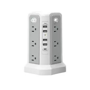 Surge Protector Power Strip 10.02 FT Cord, Power Strip Tower with 5 UsBPorts (1USB C/ PD18W) Fast Charging, Extension Cord with 12 Ac Multiple QutletsHome Office Supplies Desk Accessories Surge Protector Power Strip 10.02 FT Cord, Power Strip Tower with 5 UsBPorts (1USB C/ PD18W) Fast Charging, Extension Cord with 12 Ac Multiple QutletsHome Office Supplies Desk Accessories