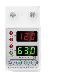 110VAC 120VAC 40A 63A Din Rail Dual Display Adjustable Over Voltage Current and Under Voltage Protective Device Protector Relay(40A) 110VAC 120VAC 40A 63A Din Rail Dual Display Adjustable Over Voltage Current and Under Voltage Protective Device Protector Relay(40A)