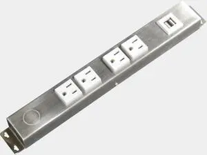 12 Stainless Steel Hardwired Power Strip (NO Power Cord), 4 Vertical Outlets (NOT Tamper Resistant), with Ears (with mounting tabs on Both Ends), 15A (NOT a 20 Amp Unit), with USB 12 Stainless Steel Hardwired Power Strip (NO Power Cord), 4 Vertical Outlets (NOT Tamper Resistant), with Ears (with mounting tabs on Both Ends), 15A (NOT a 20 Amp Unit), with USB